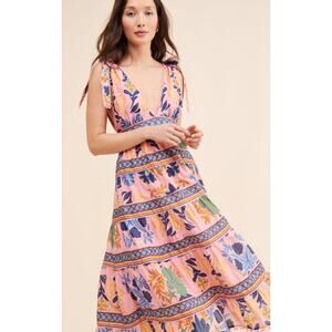 Farm Rio Seashell Tapestry Midi Dress Seashell Tapestry Pink Size XL